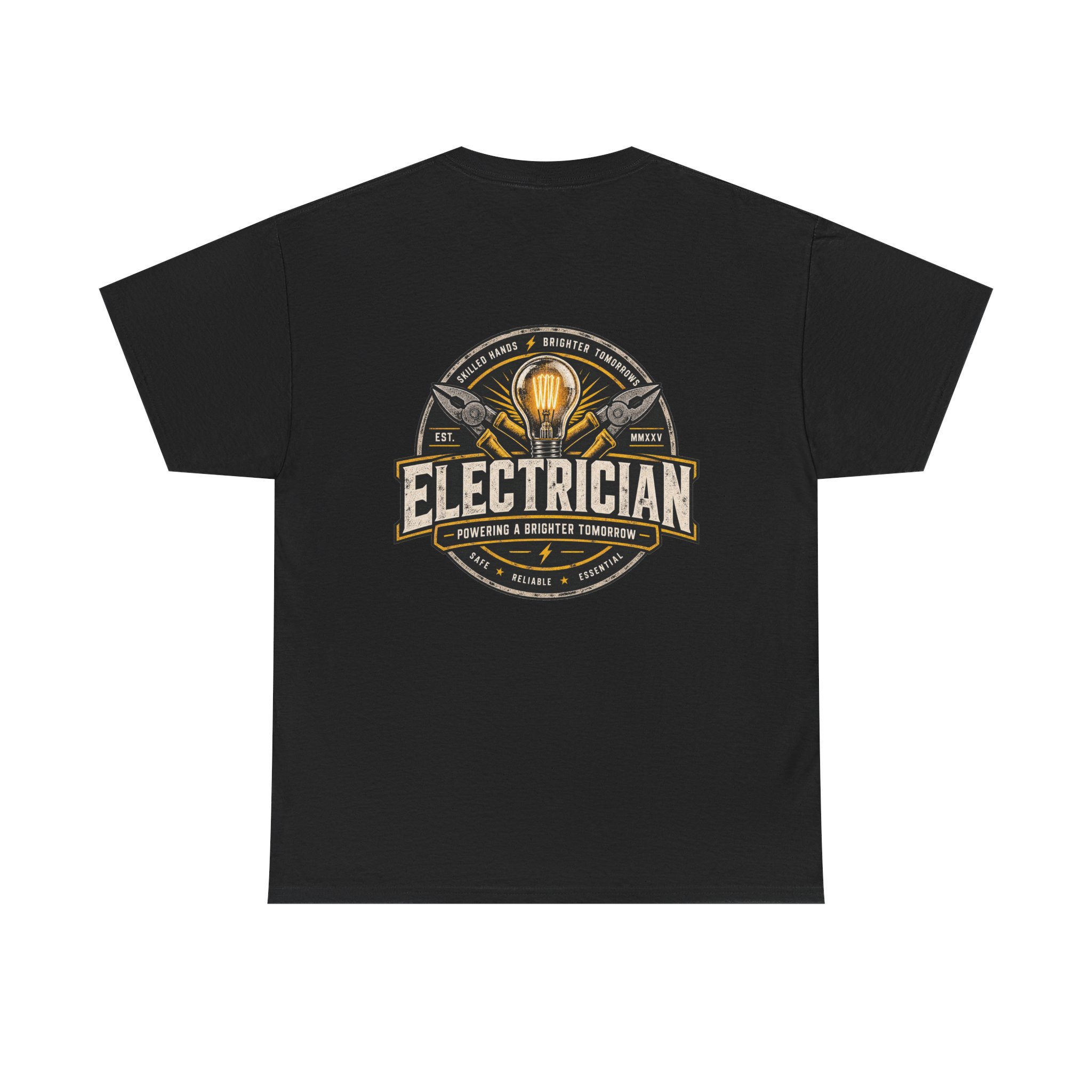 Electrician emblem tee | Electrical trade shirt, lightbulb badge - Image 9