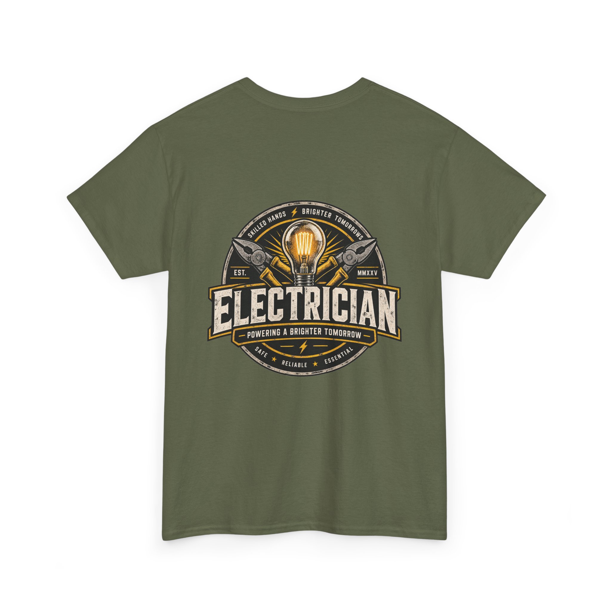 Electrician emblem tee | Electrical trade shirt, lightbulb badge - Image 19