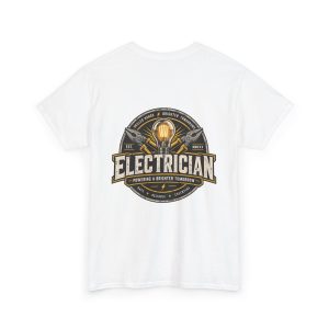 Electrician emblem tee | Electrical trade shirt, lightbulb badge