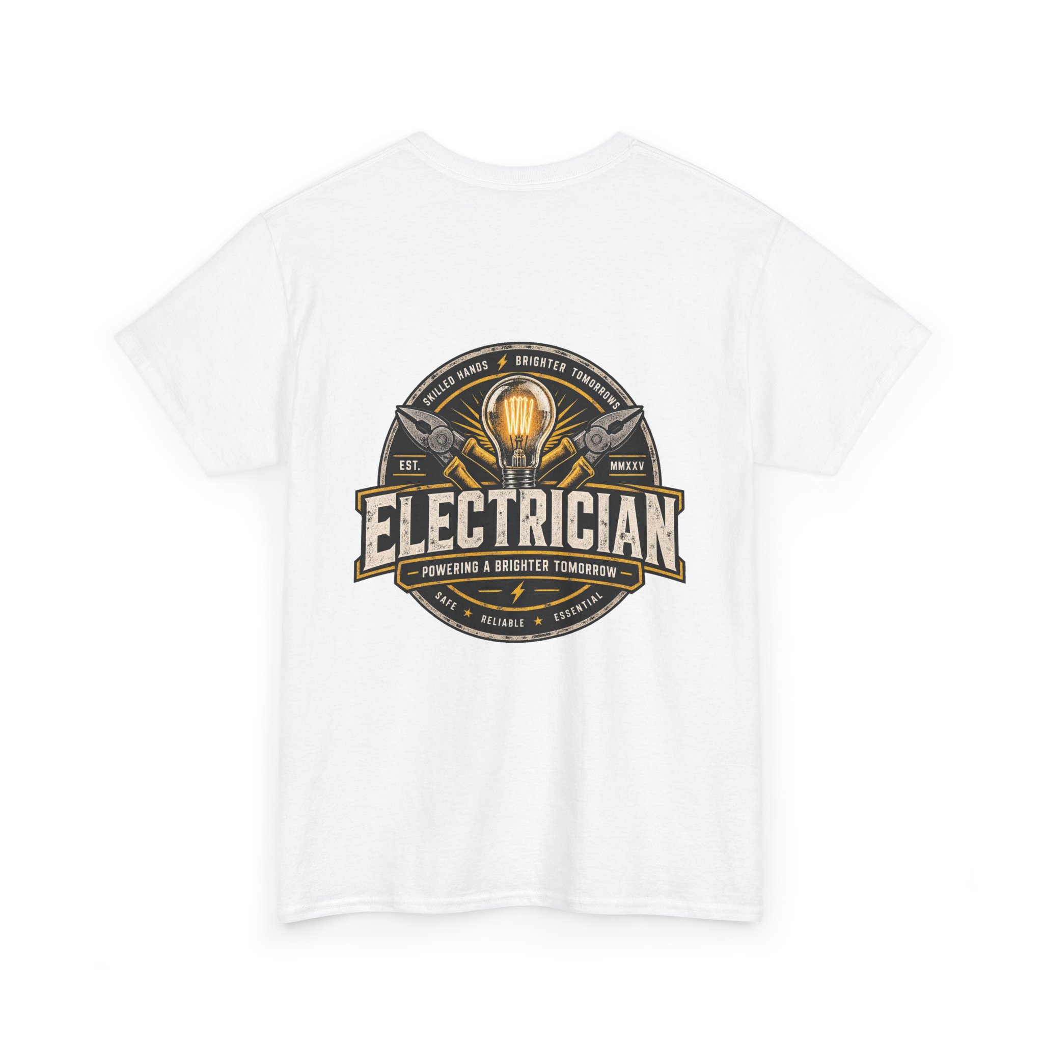 Electrician emblem tee | Electrical trade shirt, lightbulb badge