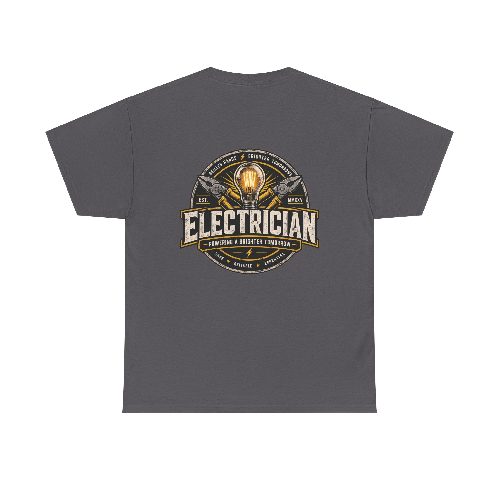 Electrician emblem tee | Electrical trade shirt, lightbulb badge - Image 5
