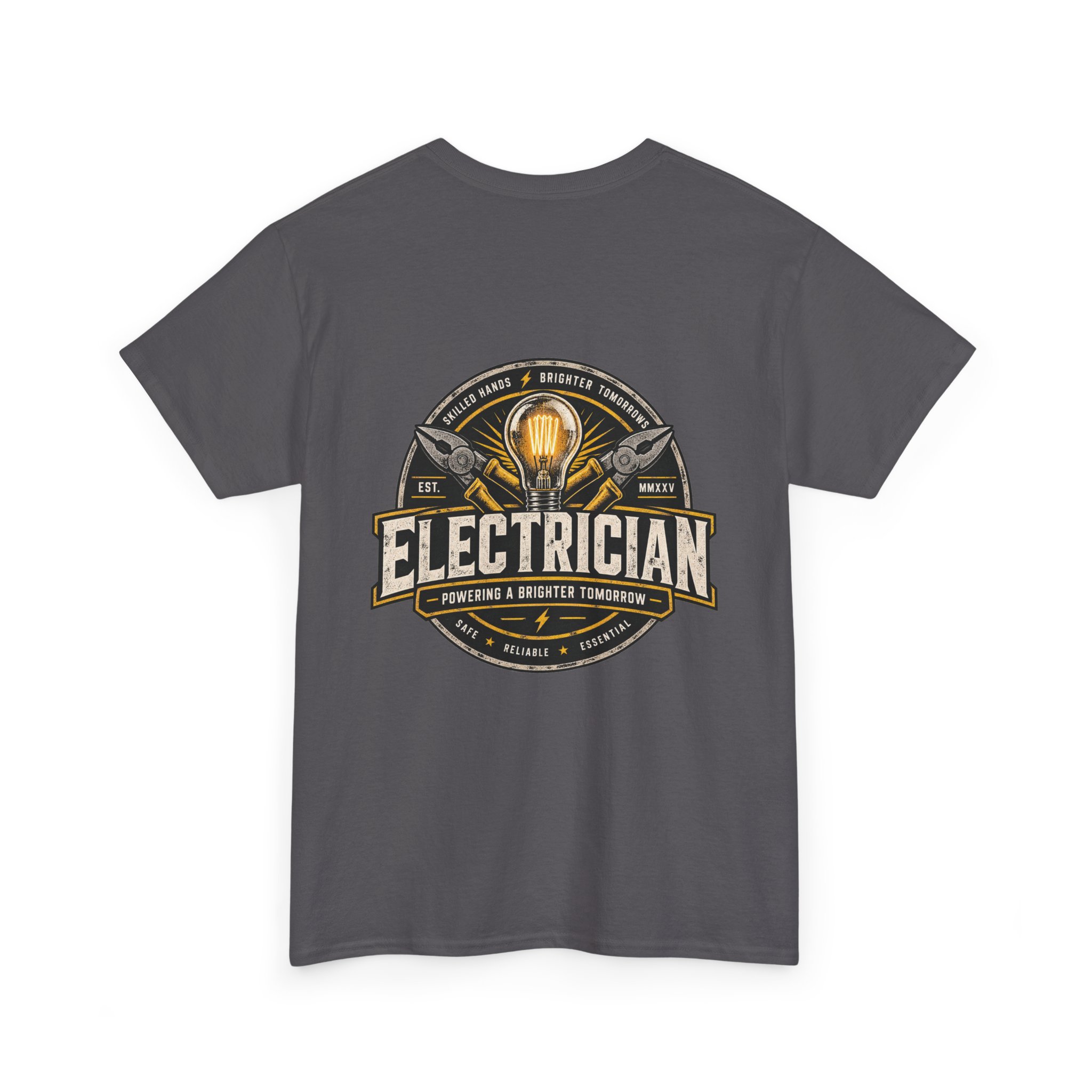 Electrician emblem tee | Electrical trade shirt, lightbulb badge - Image 7