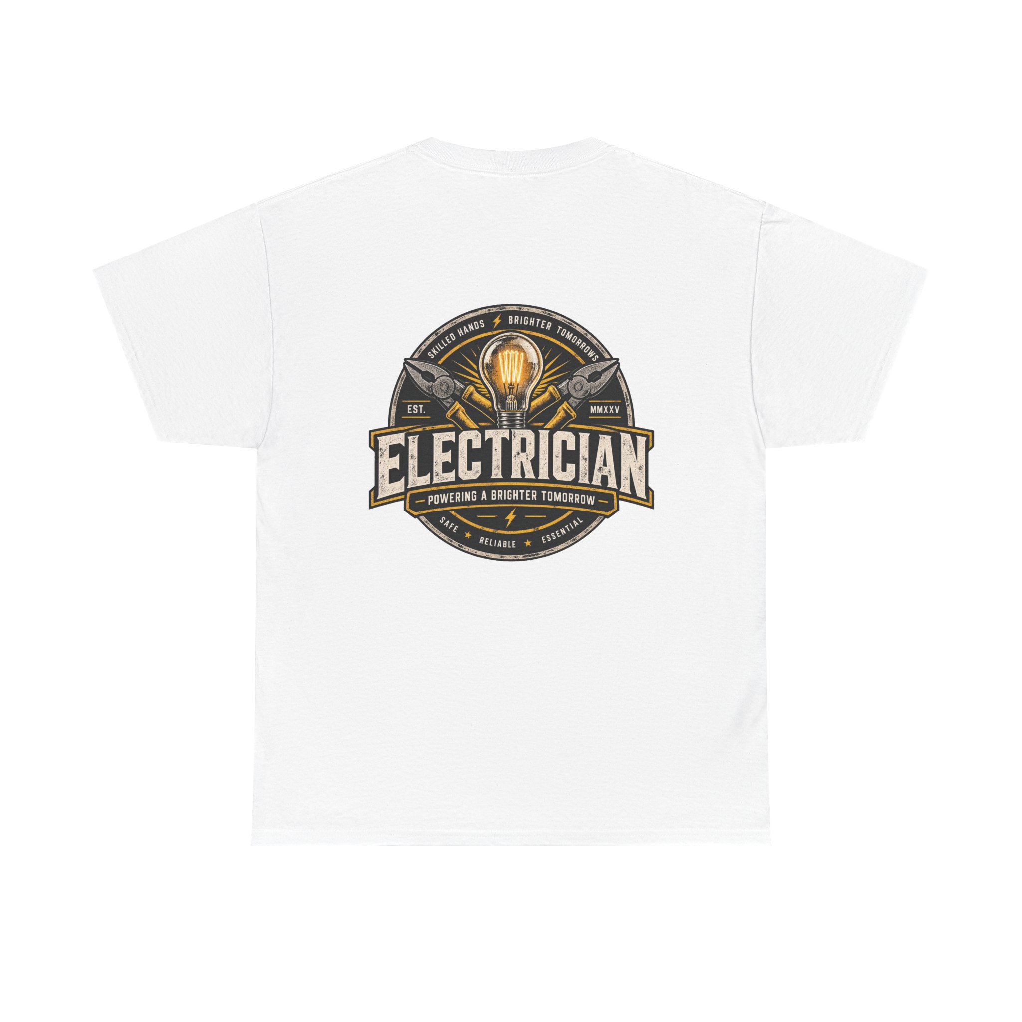 Electrician emblem tee | Electrical trade shirt, lightbulb badge - Image 2